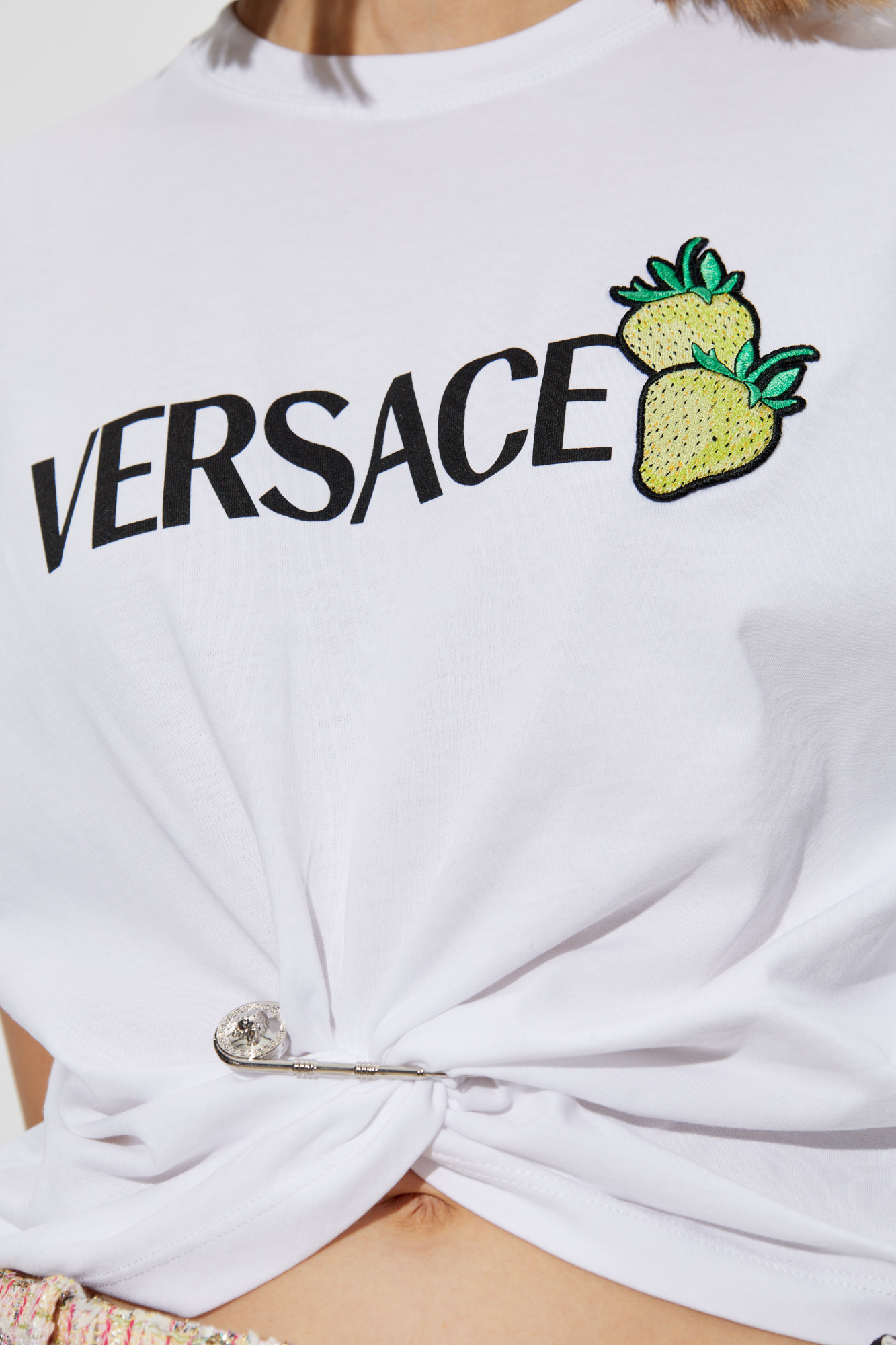 Versace T-shirt with appliqué and draping | Women's Clothing